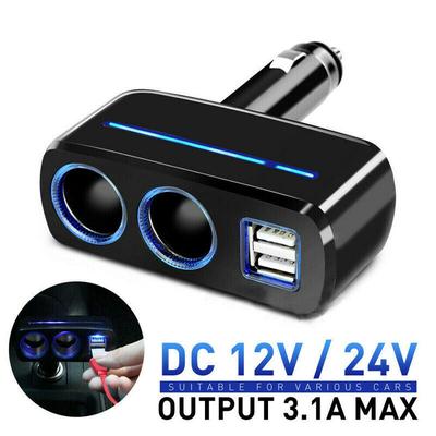 Автомобильное зарядное устройство с двумя USB-портами, прикуриватель, двойной адаптер питания, разветвитель розеток