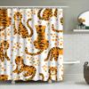 Tiger Print Shower Curtain Polyester Fabric Waterproof Home Decor Bathroom Accessories Orange White Colorful Design (180X240Cm)