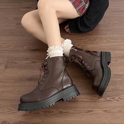Женские ботильоны 2024 года, новые нескользящие короткие ботинки в пустыне, женские зимние ботинки на платформе в британском стиле, женские ботинки на платформе