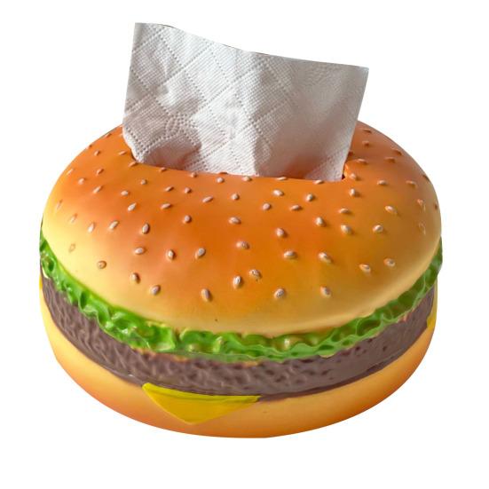 Burger Tissue Box Large Capacity Realistic Looking Hamburger Tissue Storage Box Decorative Paper Towel Dispenser Office Desk Accessories