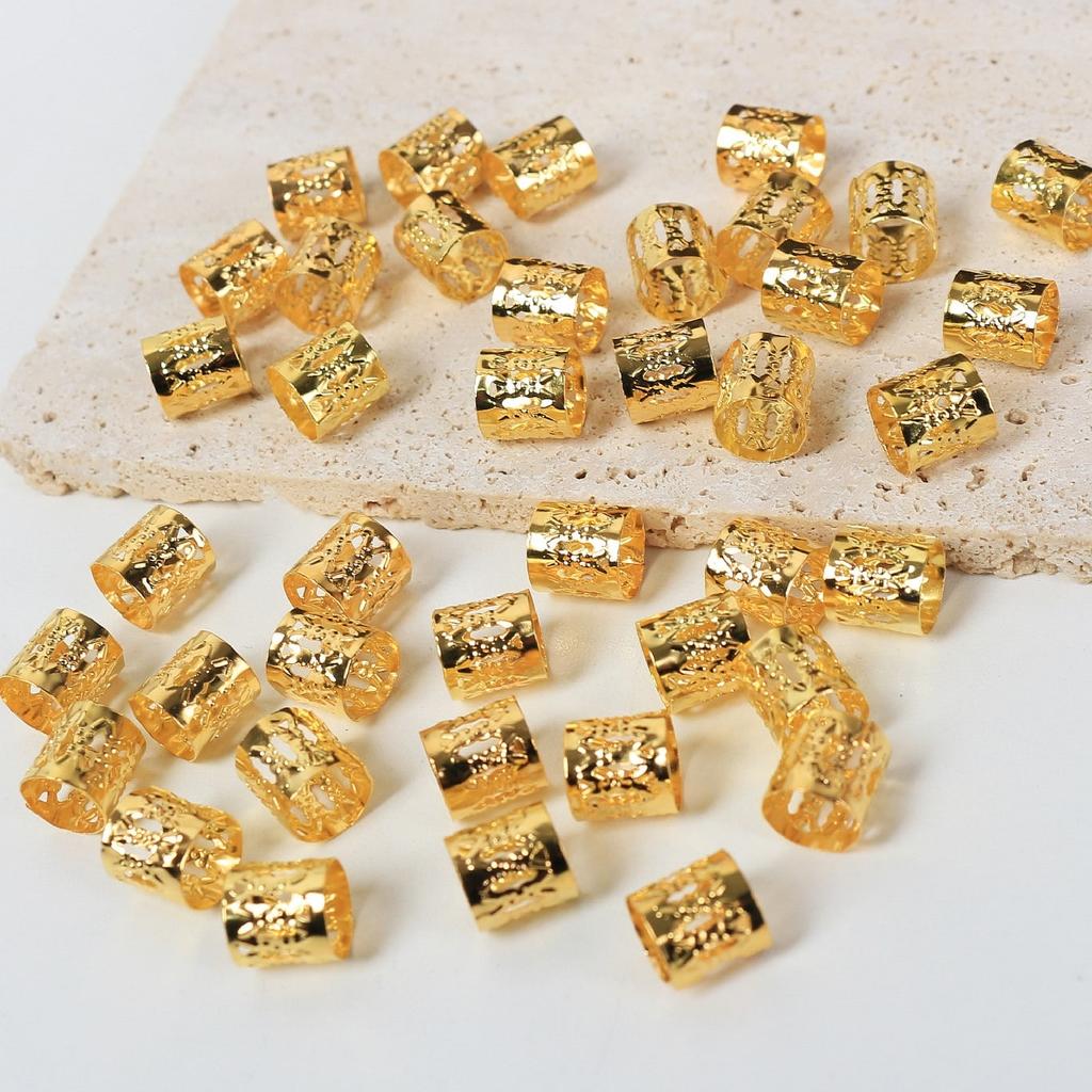 50 шт. Металлические полые кольца для волос, аксессуары, бусины, кольца для косичек, заколки, дреды, плетение волос, металлические манжеты, украшения