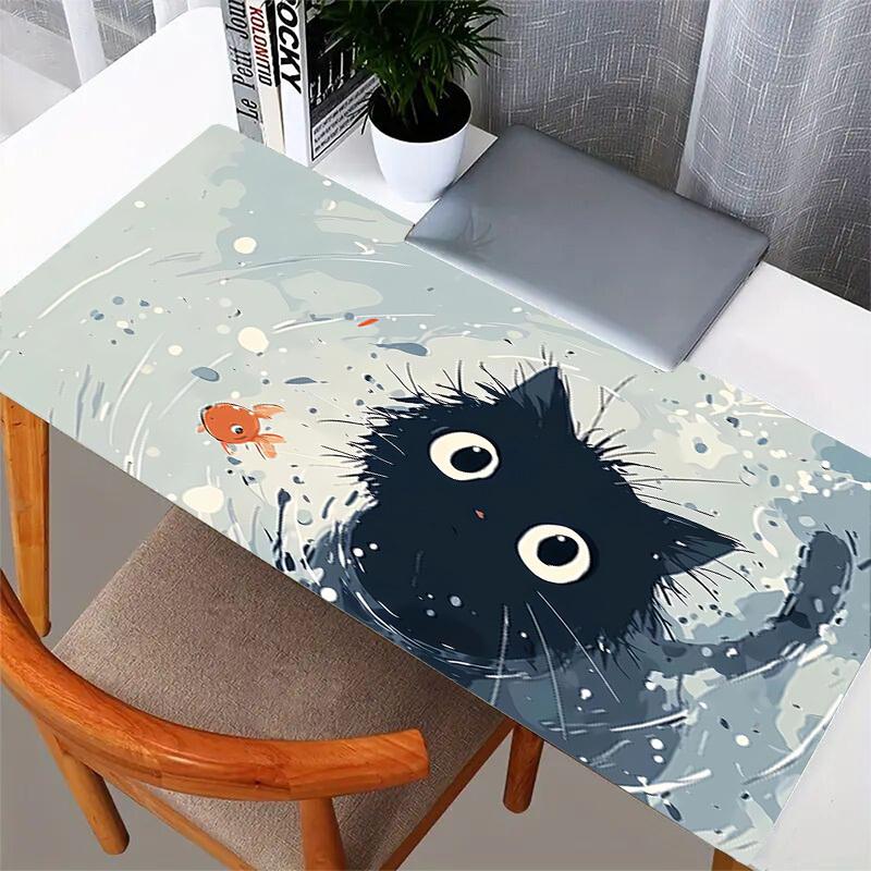 1pc Black Cat and Goldfish in Water Computer Pad Mouse Pads for Desk,Gamers and Office Use 020287