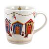 [R6756] - Porcelain Mug 'Beach Cabins' Multicolored White - 100x85 Cm (32 Cl)