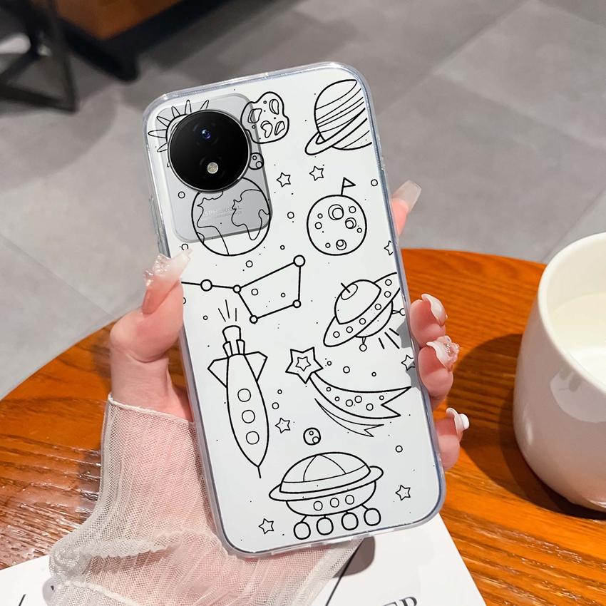 Для Vivo Y02 Y02A Y02S Y10 Y11 Y12 Y12a Y13 Y15 Y15a Y16 Y17 Y19 Прозрачный ТПУ чехол с рисунком океанического кита, противоударная задняя крышка для Vivo, силиконовый чехол для телефона