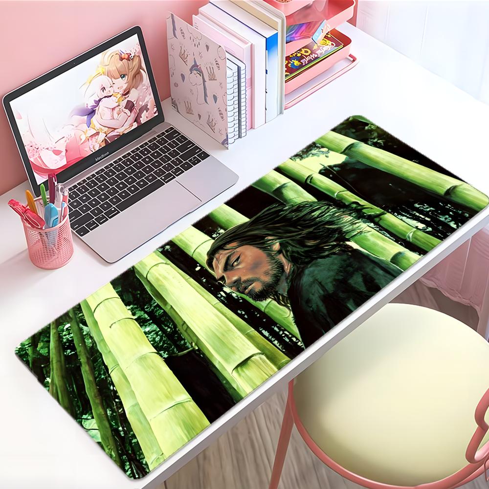Cool Samurai Anime Vvagabond Mouse Pad Large Thick Desk Pad Stitched Edges Gaming Mouse Mat For Pc