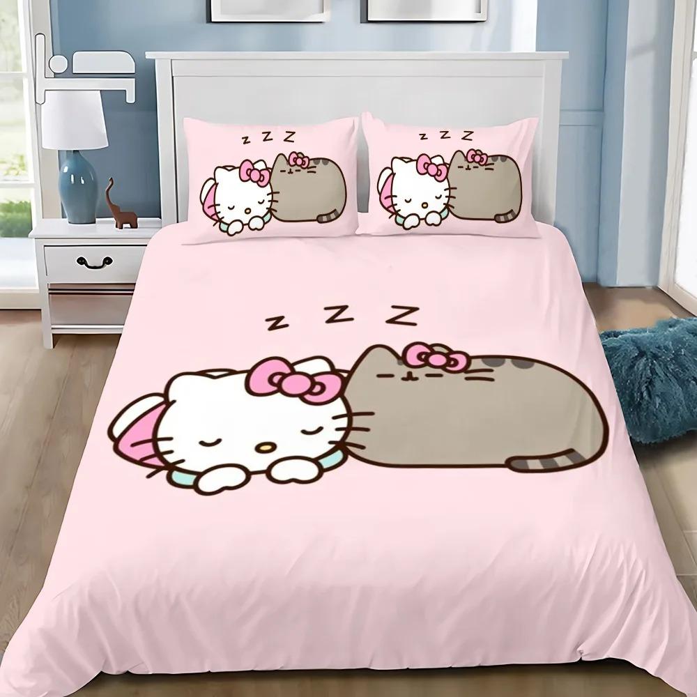Exquisite cute Print Duvet Cover Set Bedding Set P-Pus-heens Cat Single Double King Size For Kids Boy Girl Bedroom Decor 3pcs