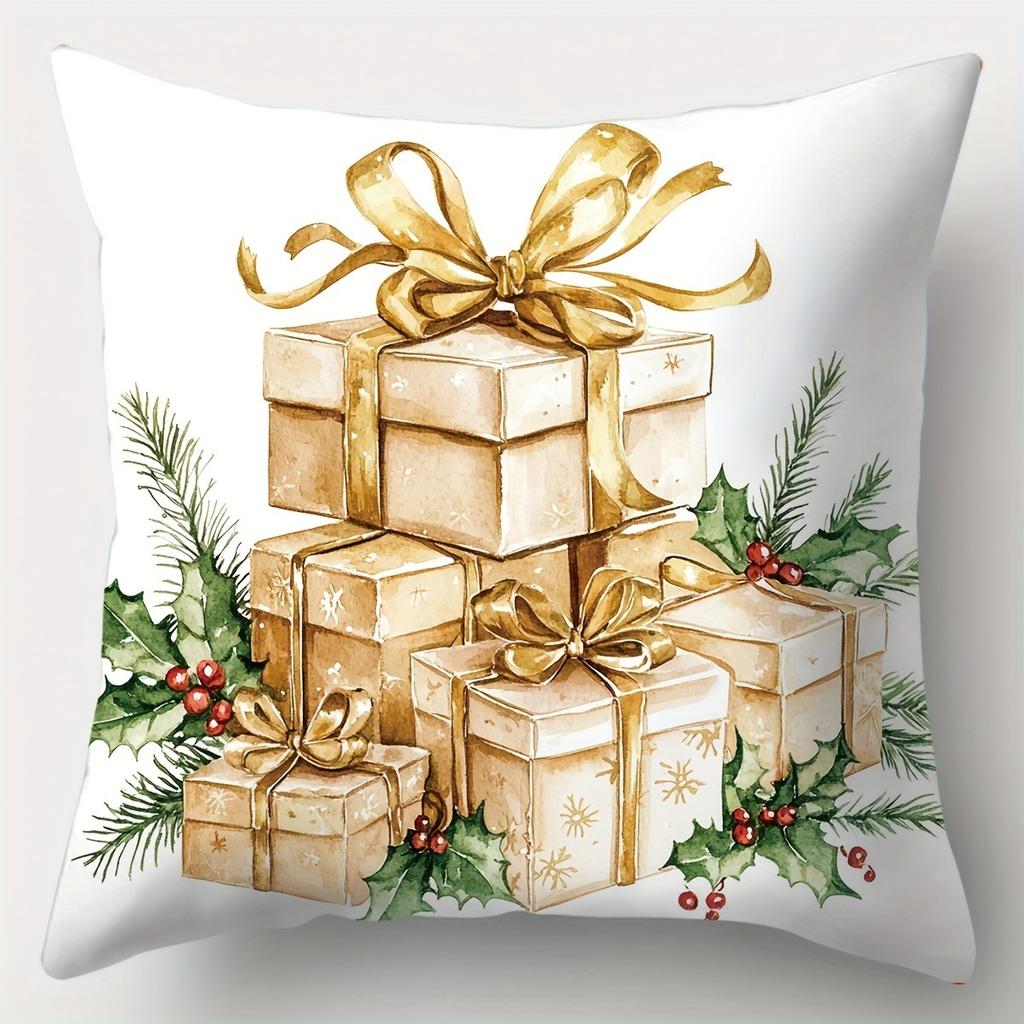 Рождественское украшение наволочка рождественский венок подарочная коробка колокольчик свеча узор гостиная диван подушка комплект украшение комнаты