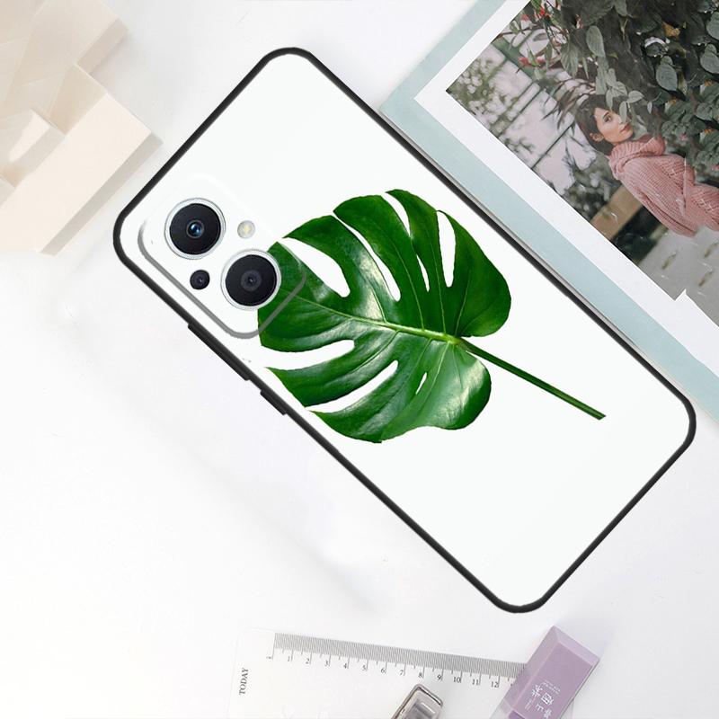 Green Monstera Leaf Case For OPPO Reno 8 7 6 5 4 Lite 10 Pro 11F 4Z 5Z 8T OPPO Find X2 X3 X5 Lite X6 Pro Cover