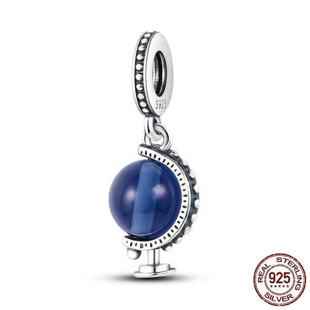 Глобус, оригинальный дизайн, подвеска из серебра 925 пробы, планета Земля, подвеска, бусины, подходят для оригинального модного браслета, подвески, ювелирное изделие, подарок