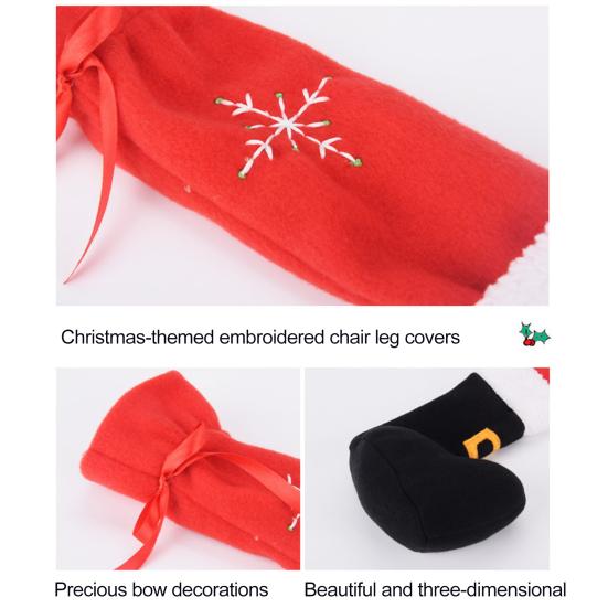 Yousheng Christmas Chair Leg Covers Cartoon Table Chair Leg Socks Non-slip Furniture Protective Cover for Xmas Home Kitchen Dining Room Decor