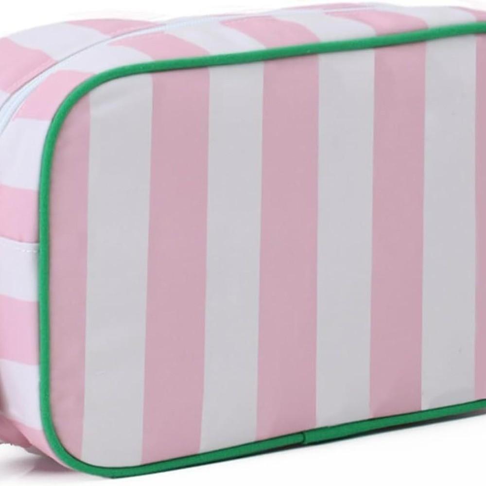 Large Capacity Portable Cosmetic Bag Large Striped Makeup Bag Portable Pouch Girls