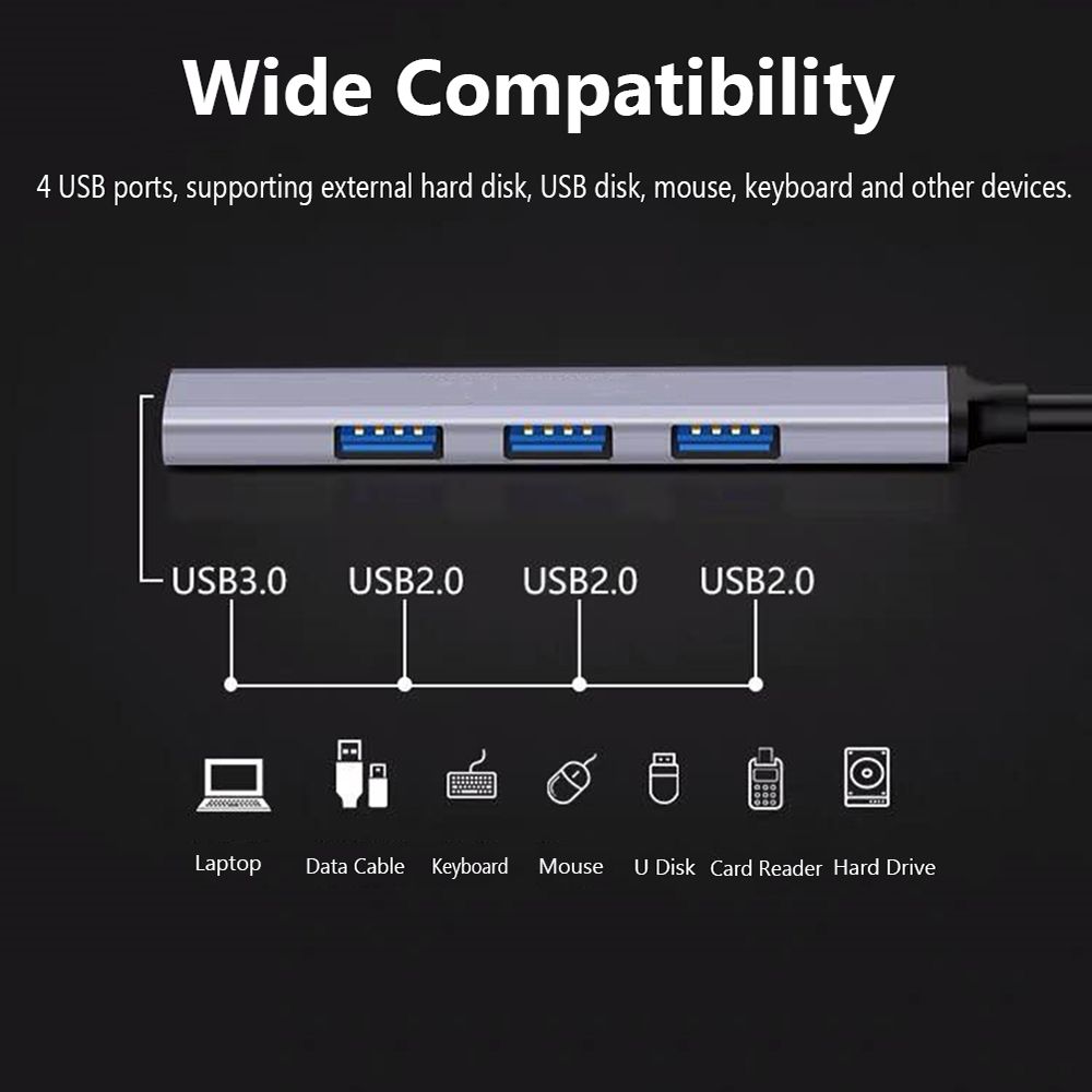 Splitter Type-C HUB High Speed Docking Station Hard Drive 2-in-1 USB 3.0 Expander Laptop PC