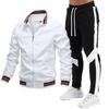 Mens Hooded Casual Sportswear Set Thick Fleece Long Sleeve Jacket Pants Outfit Black White Army Green
