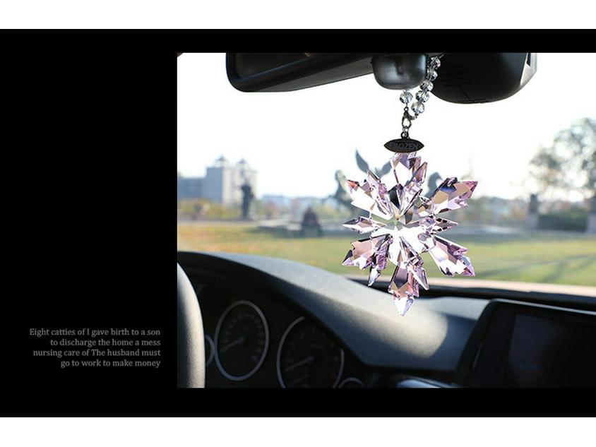 Goddess Style Crystal Snowflake Car Mirror Pendant - High-End Interior Ornament
