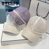 Hat Women's Summer Thin Baseball Cap Pearl Lace Hollow Breathable Face Small Peaked Cap Sunscreen Shade