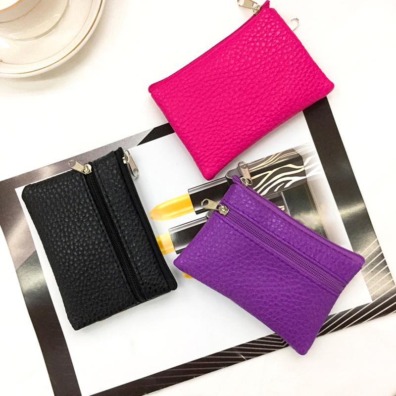 1 шт. Кошелек для монет, небольшой держатель для карточек, корейский однотонный кошелек из искусственной кожи, новый на молнии