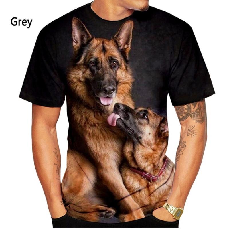 Men's Women's Summer Fashion German Shepherd 3D Printing T-shirt Casual Short-sleeved Dog Shirt Tops
