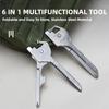 Outdoor Camping 6 In 1 Daily Carry Multi-functional Stainless Steel Tools Beer Opener Screwdriver Key Chain Folding Mini Knife