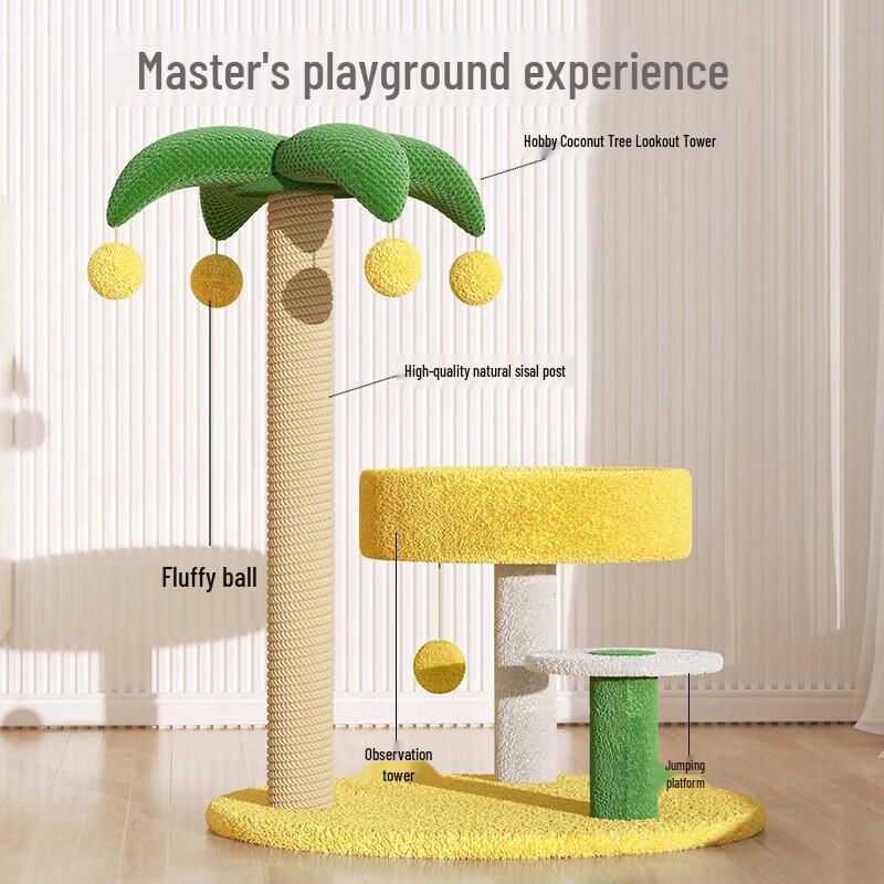 Coconut Tree Cat Condo with Integrated Bed