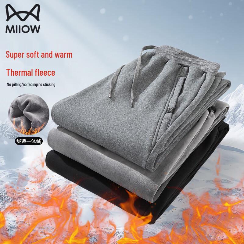 MIIOW Мужские осенне-зимние утепленные флисовые спортивные штаны