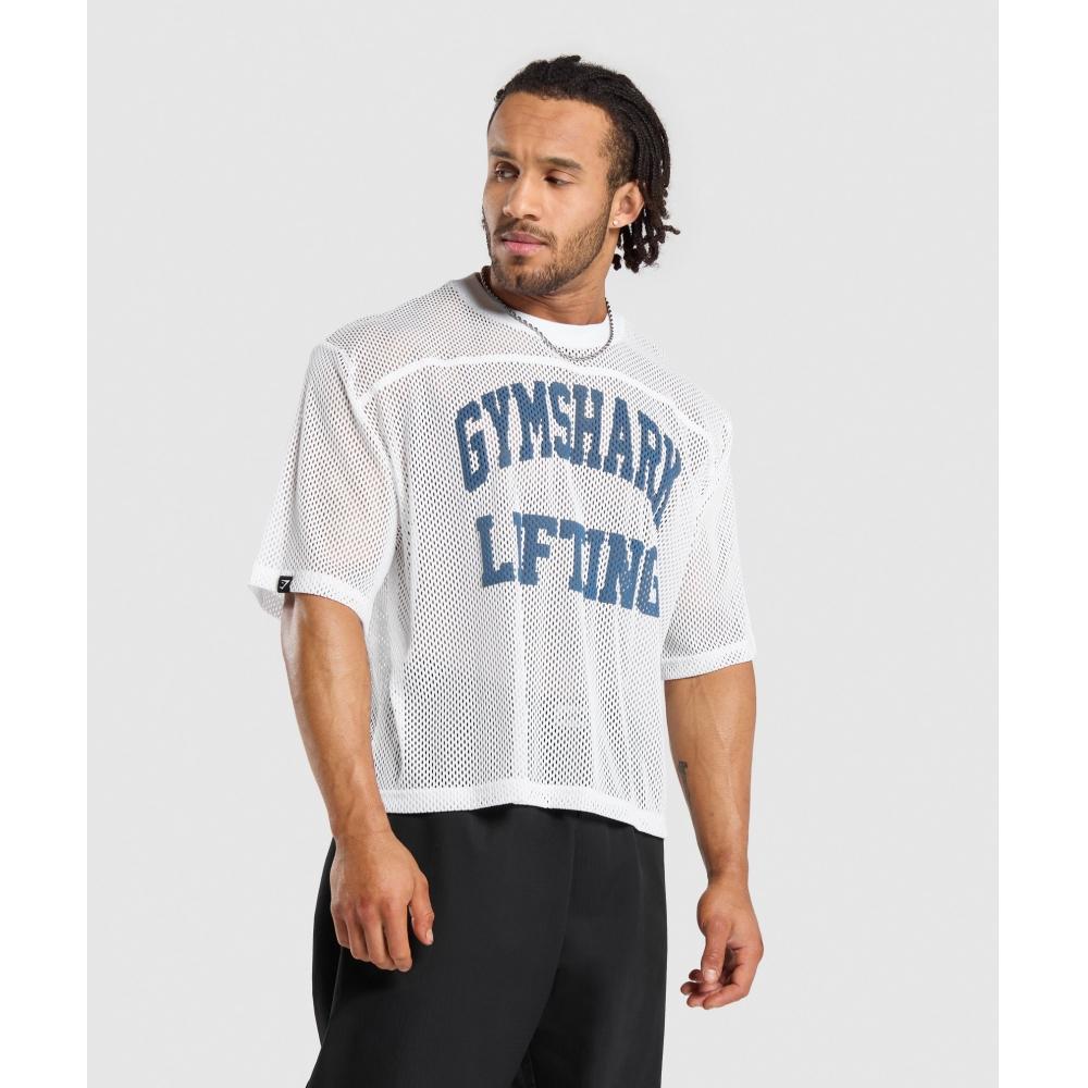 Gymshark Футболка свободного кроя в сетку белого цвета A5a5j Wb57