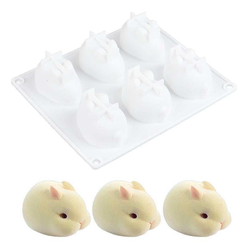 Силиконовая 3D форма для кролика, форма для украшения торта, для выпечки мусса, 6 форм