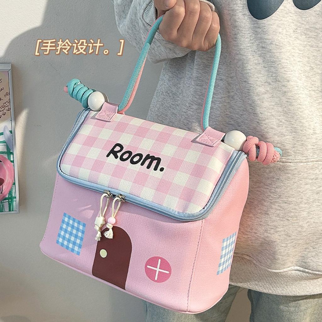 Dopamine Small House Cosmetic Bag Women's Portable Hand Wash Bag Cosmetic Storage Bag