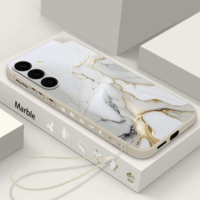 Для Samsung Galaxy S25 Ultra S24 S22 Plus S23 S21 A56 A36 A16 A55 Мраморный узор ударопрочный TPU мягкий для Magsafe магнитный с ремешком тонкий чехол крышка
