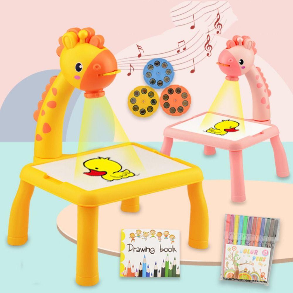 Painting Set Led Projector Drawing Table Giraffe Giraffe Painting Desk Children