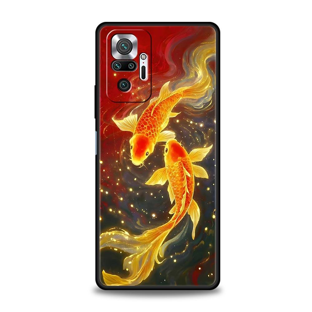 Goldfish Swimming Phone Case Cover for Redmi 14C 10C Note 15 14 13 12 10 11 K40 Pro Plus 5G Soft TPU Shockproof Shell Capas Bags