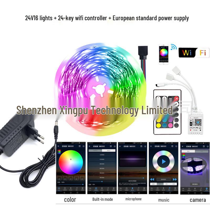 RGB светодиодная лента с голосовым управлением: Цветные самоклеящиеся обои с Bluetooth-музыкой и умными функциями WiFi