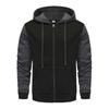 Men Zip Up Long Sleeve Pullover Casual Color Block Hooded Sweatshirt Drawstring Sport Winter Jacket With Pocket