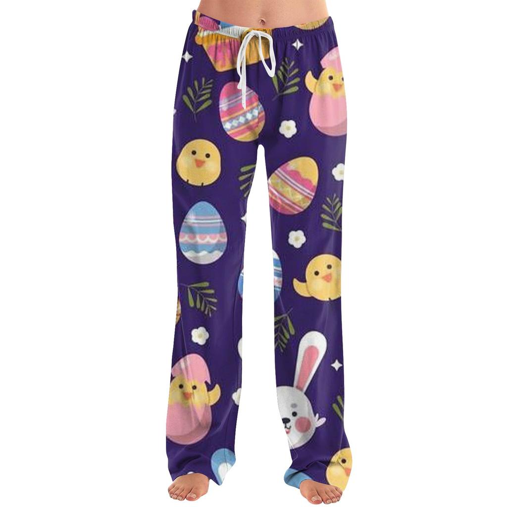 Женские модные свободные повседневные брюки с пасхальным принтом
