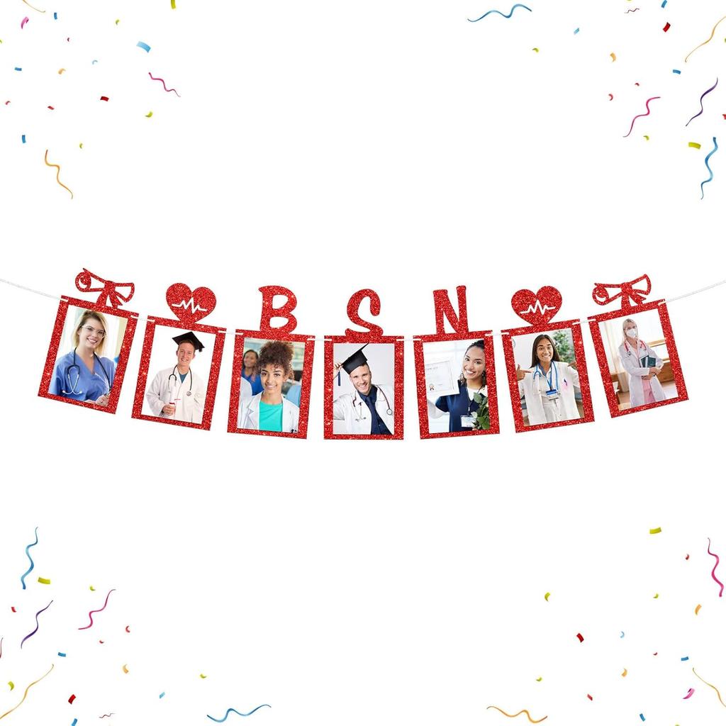 Senior Photo Banner Congrats Grad Paper Photo Frame High School College Graduation Bunting Decorations Congrats Senior Picture Banner Gold Glitter