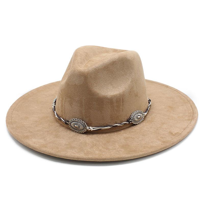 Suede Cowboy Hat Tibetan Accessories Men'S Jazz Top Hat Felt Hat
