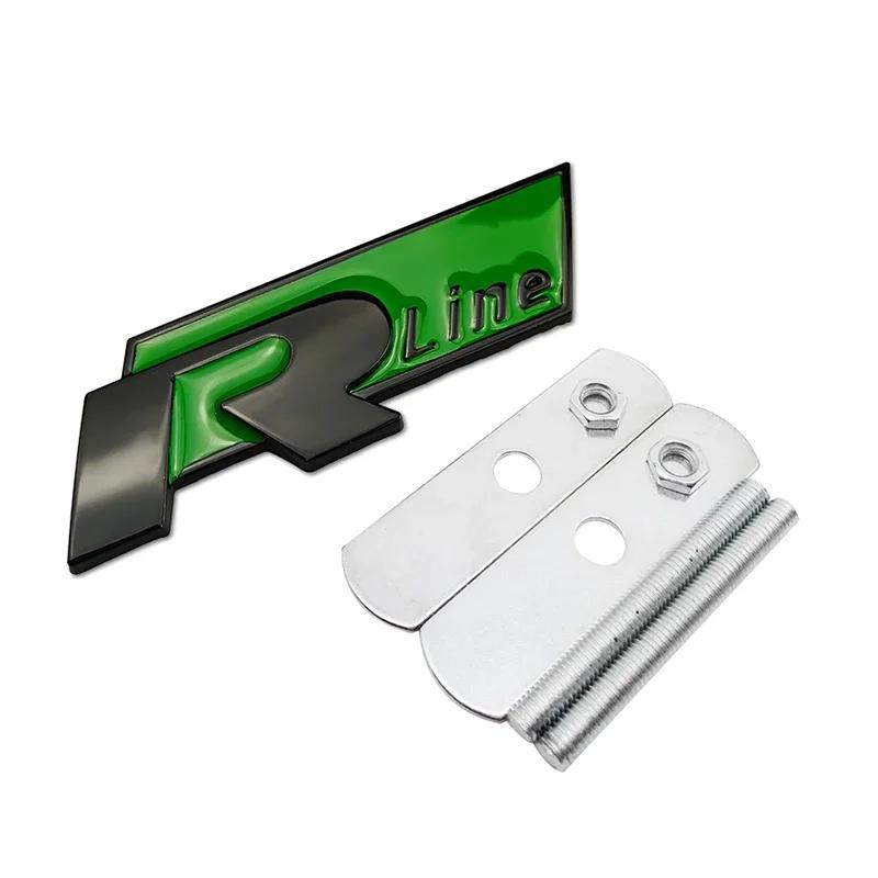 1Pc Metal Rline Emblem Car Front Grille Badge Rear Trunk Sticker for BORA CC GOLF JETTA MK4 PASSAT Polo SR32 Lavida