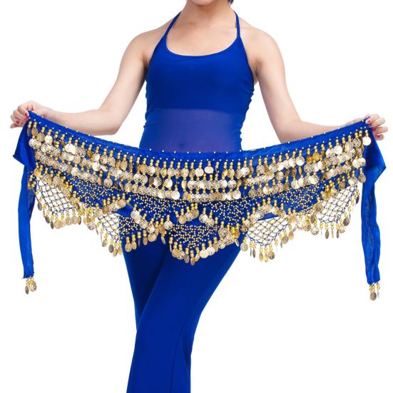 Velvet Belly Dance Waist Chain with Coin Lace-up Lightweight Women Dancing Waist Belt Dancer Accessories