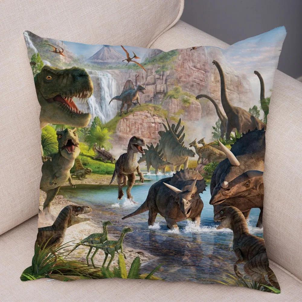 Car Sofa Home Pillowcase Jurassic Dinosaur Cushion Cover Decorative Wildlife Print