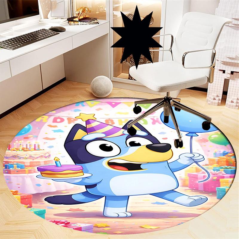 Bluey Printed Round Rug Carpet Chair Rug Area Rug Entryway Doormats,for Office Chair Living Room Bedroom Kitchen Room.