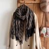 Autumn And Winter Geometric Shape Line Texture Core-Spun Yarn Long Tassel Retro Ethnic Style Women'S Warm Scarf