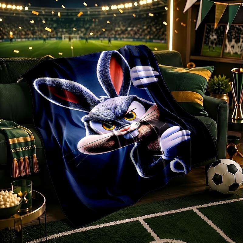 Elegant Bunny Portrait Throws Blanket Flannel Blankets Plush for Couch Bed Gifts for Men Women Travel picnic blanket Christmas fan gifts