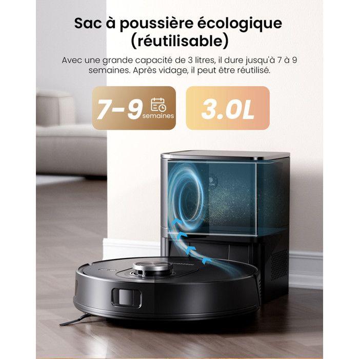 Robot aspirateur Proscenic Q8 MAX+: commande intelligente, autonomie allant jusqu'à 200 minutes, fonctionnement silencieux
