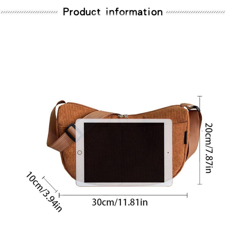 Korean Style Corduroy Shoulder Bag Cotton Cloth Canvas Handbag Solid Color Shoulder Bag Women