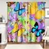 2 Panels Flower Butterfly Printed Curtain Decorative Window Drape Window Treatments For Bedroom Living Room Home Decoration