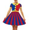 Halloween Carnival Party Clown Circus Performance Digital Printing Women's Crew Neck Dress Stage Cosplay Dresses Up Outfit