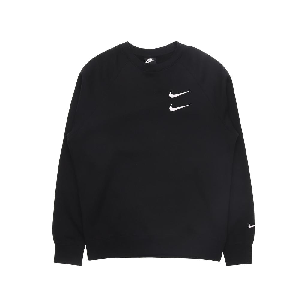 Nike Спортивная одежда Мужская толстовка с круглым вырезом из флиса с двойным логотипом Swoosh Черная Стандартный крой DD5079-010