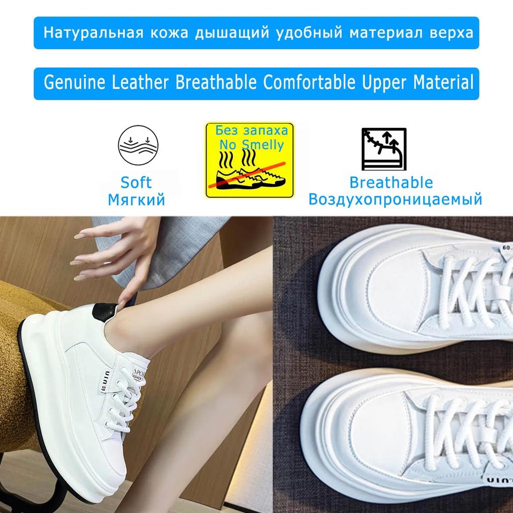 Fujin 8 см из натуральной коровьей кожи, удобные дышащие кроссовки для скейтборда на платформе, вулканизированные кроссовки с массивным скрытым каблуком