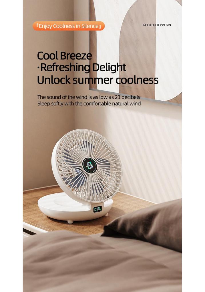 Portable USB Rechargeable Wall-Mountable and Desktop Fan for Dorms and Outdoors