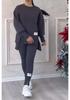 2025 Women's Irregular Long-Sleeve Printed Sweatshirt and Leggings Set