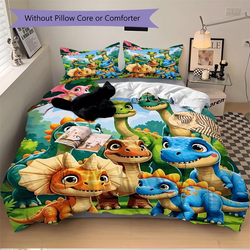 Dinosaur Adventure Forest Print 3Pcs Bedding Setduvet Cover With 2 Bedropillowcase Home Birthday Gift